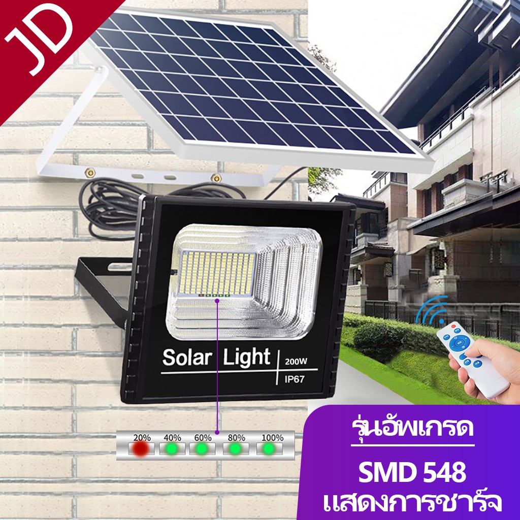 ?ราคาพิเศษ+ส่งฟรี ?JD- 200W Solar lights โซล่าเซลล์ 200w solar cell 200w สปอร์ตไลท์ led ไฟพลังงานแสงอาทิตย์ โคมไฟติดผนังพลังงานแสงอาทิตย์**JD-200W【รุ่นอัพเกรด】 ? มีเก็บปลายทาง