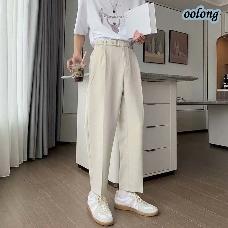 Korean Style Mens Wide Leg Suit Pants Solid Color, Casual Streetwear Beige  Pleated Trousers For Baggy Style Style 274k From Lqbyc, $35.65 | DHgate.Com