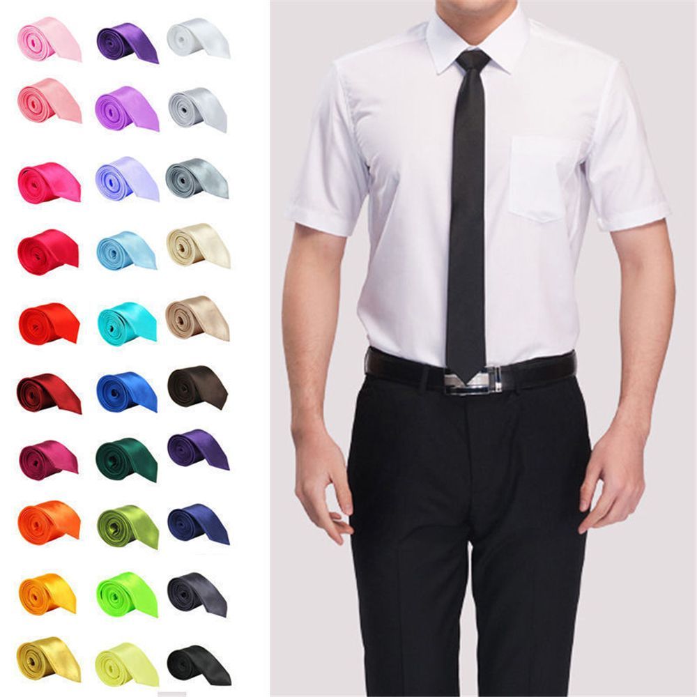 CHARDRUSHRU Bình thường Chất rắn Trơn Gầy Lụa Cà vạt lễ cưới Cà vạt