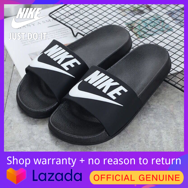 【Official genuine】Nike Same style for men and women black Indoor slippers Official store