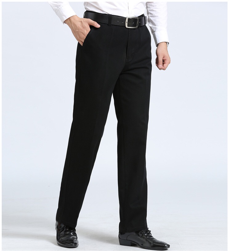 กางเกงขายาวผู้ชายกางเกงลำลองสำหรับนักธุรกิจคุณภาพสูงผ้าฝ้ายแท้หลวมวัยกลางคนและกางเกงสูทผู้สูงอายุ SIZE29-40