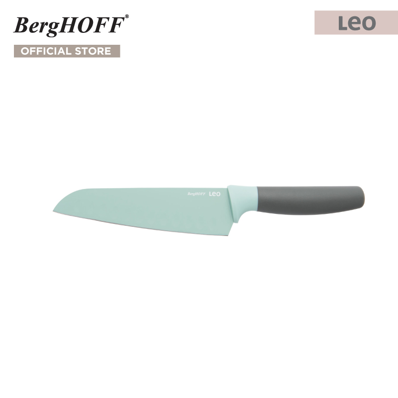 BergHOFF มีดซันโตกุสแตนเลสสตีลเคลือบเซรามิค Non-Stick  รุ่น Leo มีความคม   17 ซม.  สีเขียวมิ้นท์  3950109