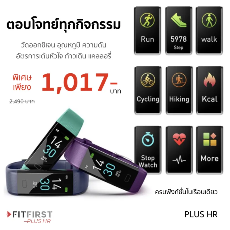 ภาพหน้าปกสินค้า2024 วัดความดัน ออกซิเจน อุณหภูมิร่างกาย FitFirst Plus HR รับประกัน 1 ปี Smart Watch / วัดการอออกกำลังกาย การเดิน อัตราการเต้นหัวใจ นาฬิกา fit จากร้าน FITFIRST Thailand บน Lazada