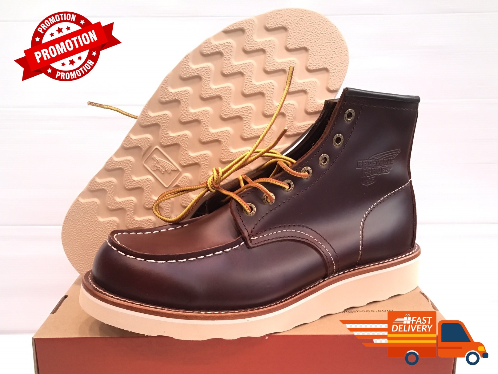 ร้านไทยพร้อมส่ง รองเท้าหนังหุ้มข้อ หนังแท้100 redwing Boot สีเชอรี่