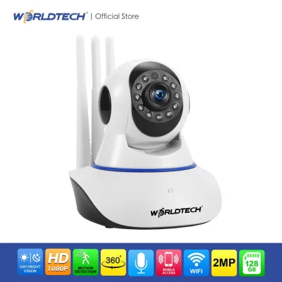 Worldtech รุ่น WT-CCM0141080P กล้องวงจรปิดไร้สาย CCTV Robot Full HD 1080p Wireless IP CAMERA ความชัด 2MP 3 เสา
