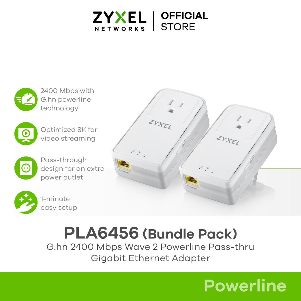 ZYXEL PLA6456 Powerline เพาเวอร์ไลน์ เทคโนโลยี G.hn 2400 Mbps wave 2