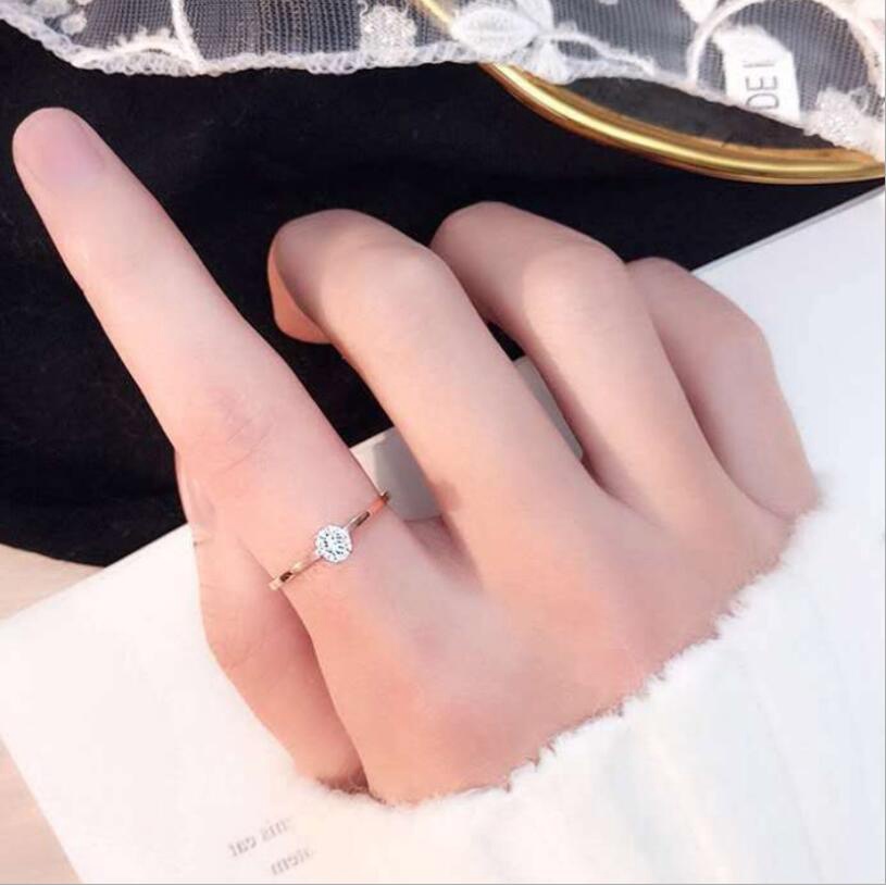 bingo Women's rose gold zircon stainless steel ring - zijie134n - ThaiPick