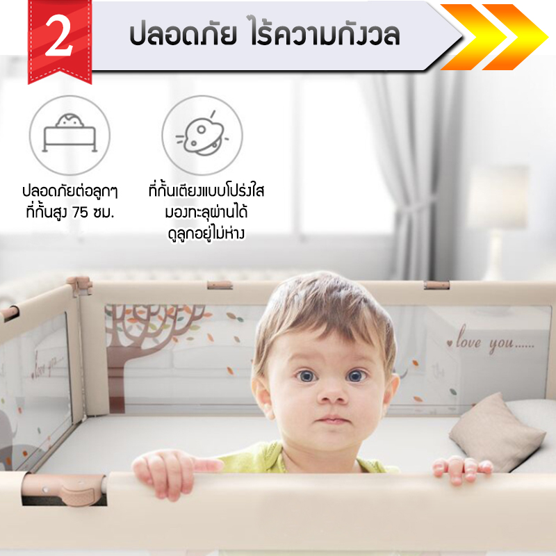 Kinderholics ที่กั้นเตียง คอกกั้นเด็ก รุ่น Premium (Top ที่สุดในท้องตลาด) / 1 ด้าน