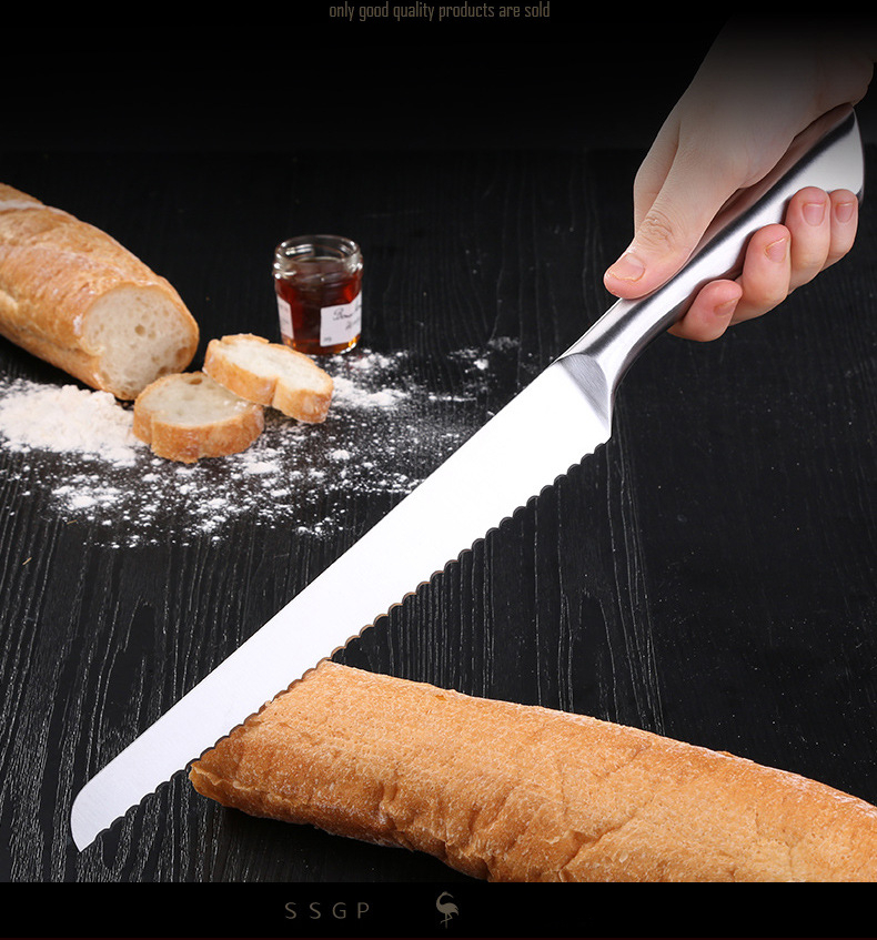 มีดตัดขนมปัง มีดตัดเค้ก  SSGP สแตนเลส 420 ใบมีดยาว 22.5 cm + ด้ามมีดยาว 14 cm