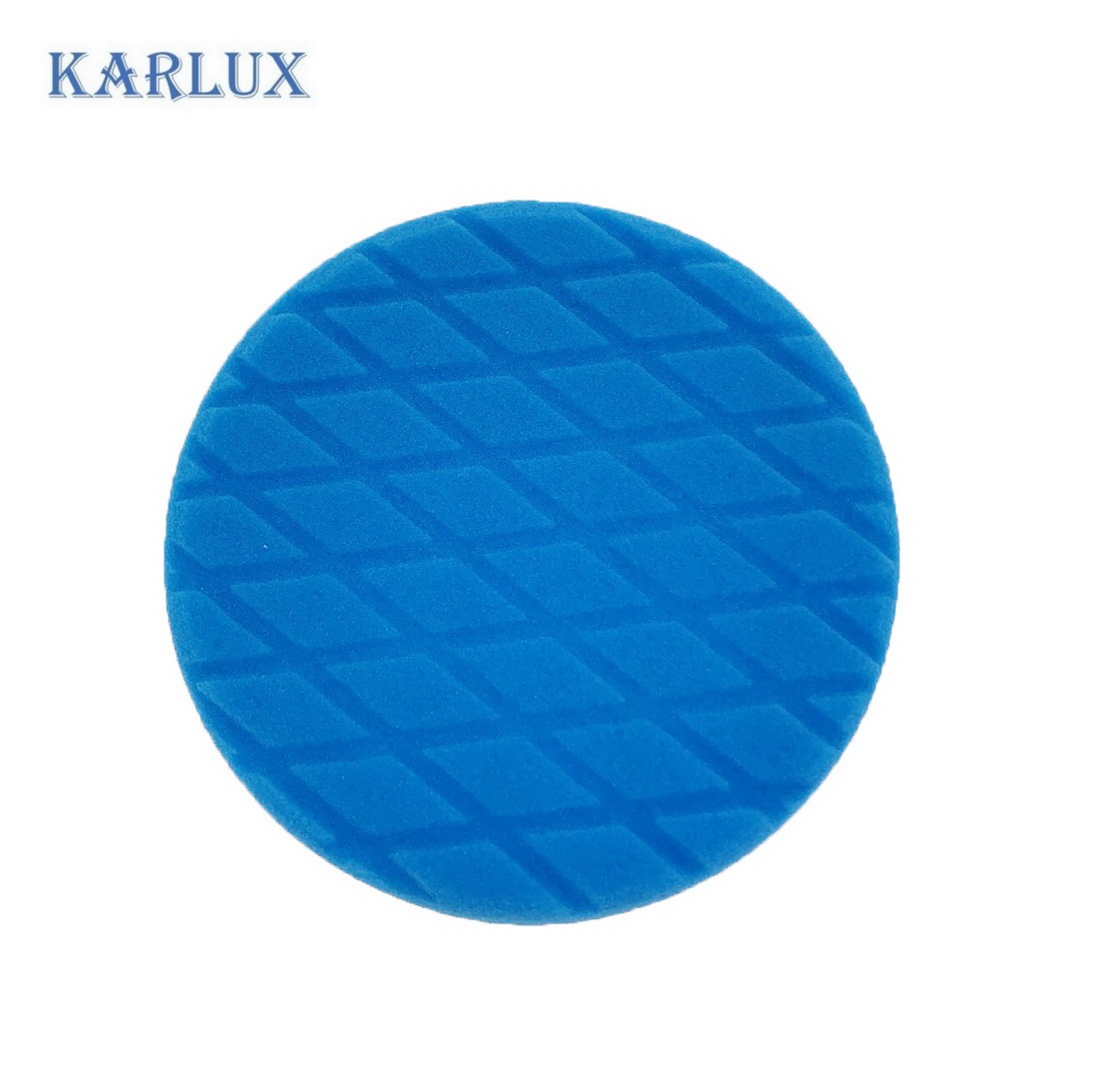 Karlux ฟองน้ำขัดสีรถ 6นิ้ว สีฟ้า Blue Fine Finishing Diamond Cross Foam 6inch (สำหรับแป้นจับ 5นิ้ว เพื่อเว้นขอบ)
