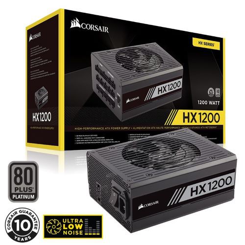 CORSAIR HX1200 1200W Power Supply 80 Platinum (PCIE x 8 GPU) 1200W ...