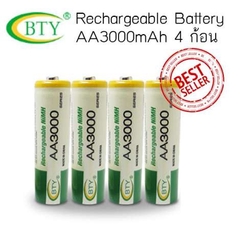 BTY ถ่านชาร์จ AA 3000 mAh NIMH Rechargeable Battery (4 ก้อน) BTY ถ่านชาร์จ AA 3000 mAh NIMH Rechargeable Battery (4 ก้อน)