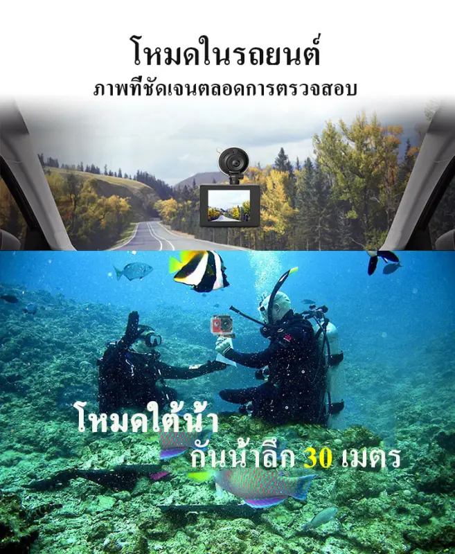 ภาพสินค้ากล้องติดหมวก กล้องมินิ ถ่ายใต้น้ำ กล้องกันน้ำ กล้องรถแข่ง กล้องแอ็คชั่น ขับเดินทาง ดำน้ำ กันน้ำ กันสั่น มั่นคง กล้อง Sport Action Camera 1080P NoWifi จากร้าน ekiomall บน Lazada ภาพที่ 7