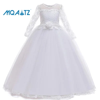 MQATZ Long Sleeve A-Line Girl Party Dress Kids Girls Dress Princess Dress Birthday Bridesmaid Wedding 4-14 Years Old LP-227