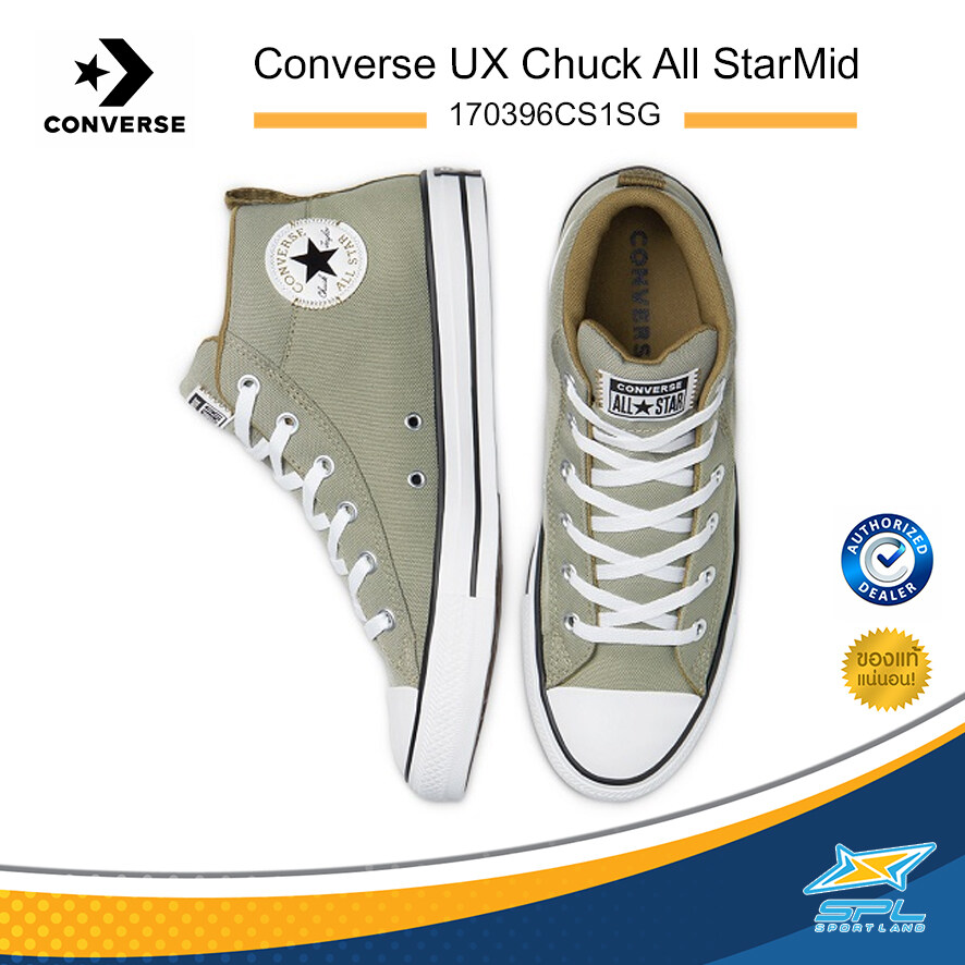 Converse รองเท้าผ้าใบ UX Chuck All StarMid 170396CS1SG / 170394CS1LG (2290) สี เทาเขียว 170396CS1SG ขนาด EU 39 สี เทาเขียว 170396CS1SGขนาด EU 39