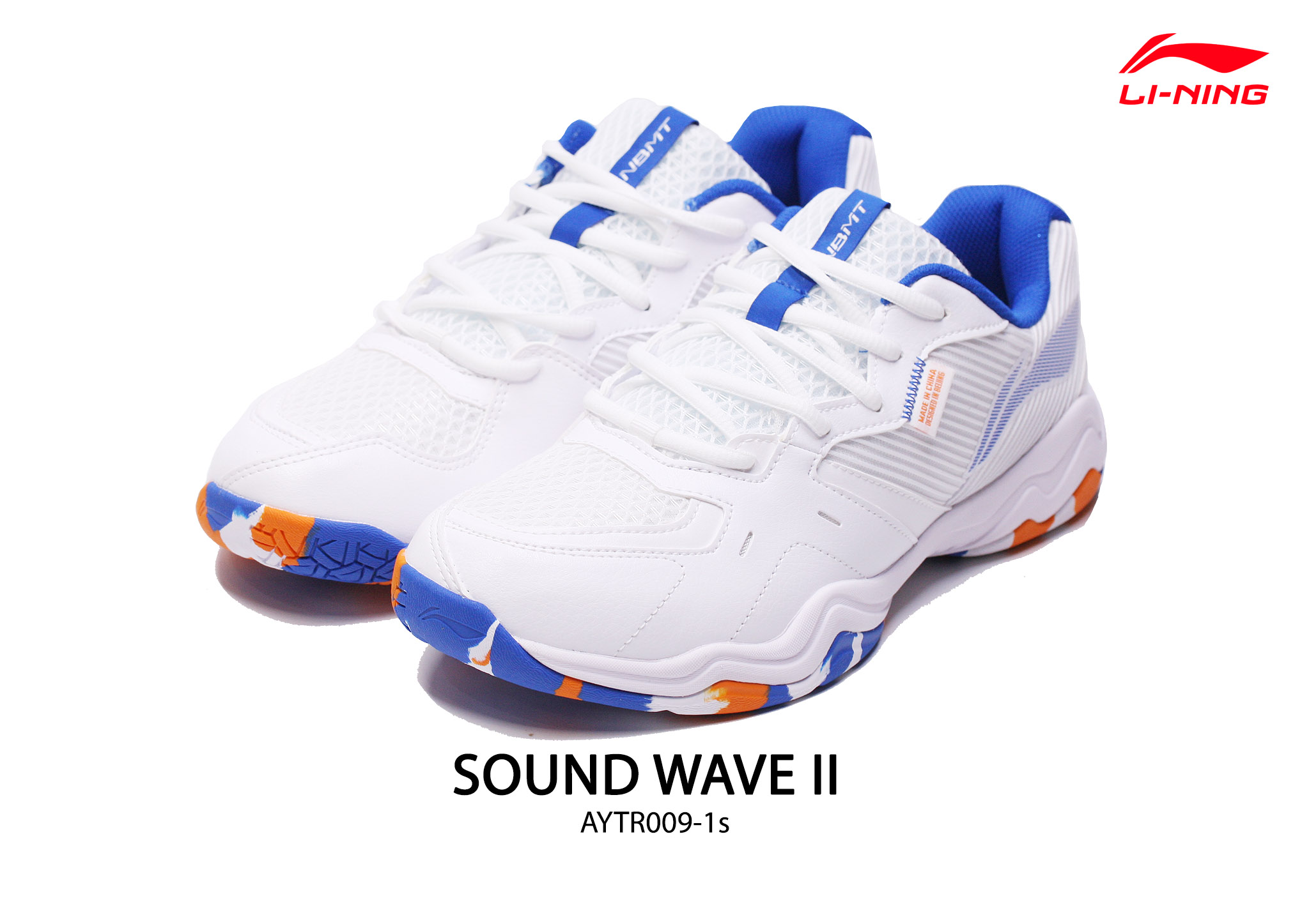 LI-NING รองเท้าแบดมินตัน รุ่น SOUND WAVE II (AYTR009-1S) WHITE/CRYSTAL BLUE BADMINTON SHOES