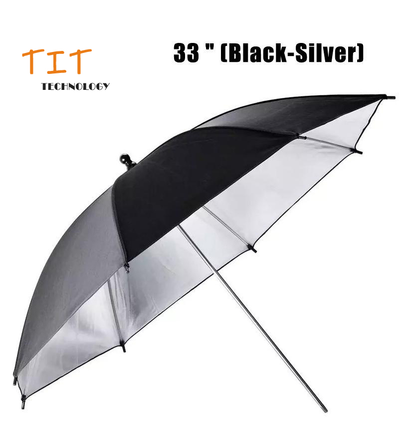 ร่มสะท้อนสำหรับไฟสตูดิโอ/ร่มกระจายแสง ขนาด 33 นิ้ว (สีดำ-เงิน) Photography Reflector Umbrella Studio Reflector 33