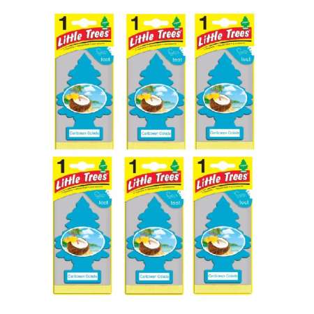 Little Trees® แผ่นน้ำหอมปรับอากาศ รูปต้นไม้ กลิ่น CARIBBEAN COLADA จำนวน 6 ชิ้น