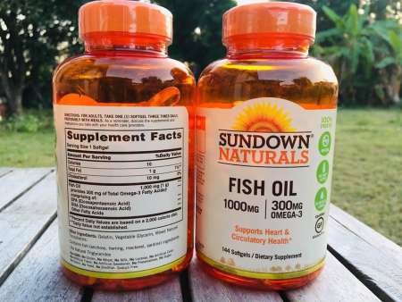 น้ำมันปลา Fish Oil 1,000mg 144 ซอฟท์เจล นำเข้าจากอเมริกา (Sundown Naturals) บำรุงสมองและหัวใจ ลดความเสี่ยงเส้นเลือดหัวใจตีบ