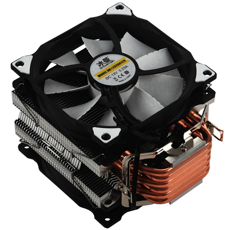 SNOWMAN M-T6 4PIN พัดลมระบายความร้อน CPU 6 Heatpipe แผ่นระบายความร้อนสองใบพัด12ซม.พัดลมทำความเย็น LGA775 1151 115X 1366สนับสนุน Intel AMD