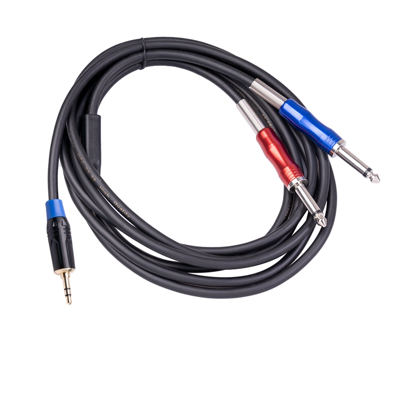 3.5mm to Dual 6.35mm Mono Y-Cable Splitter Cable Compatible 3.5 Jack Splitter Audio Cord for Mixer Amplifier Speaker