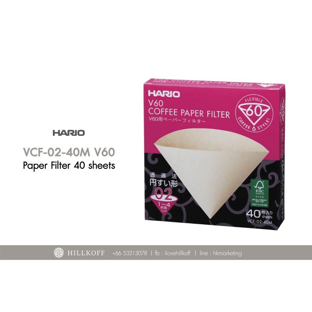 กระดาษกรองกาแฟดริป Hario V60 VCF-02-40M (สีน้ำตาล)
