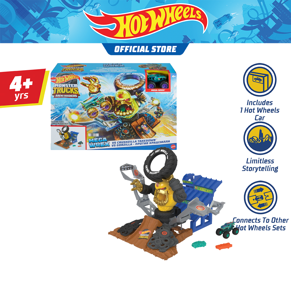 Hot Wheels Mega Wrex vs. Crushzilla Takedown Playset - Shop Playsets at  H-E-B