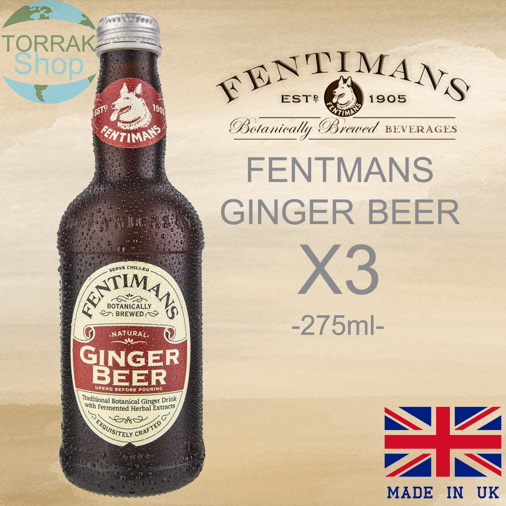 Fentimans Ginger Beer เฟนติเมนส์ จินเจอร์ เบียร์ 275 มล แพ็ก 3 ขวด