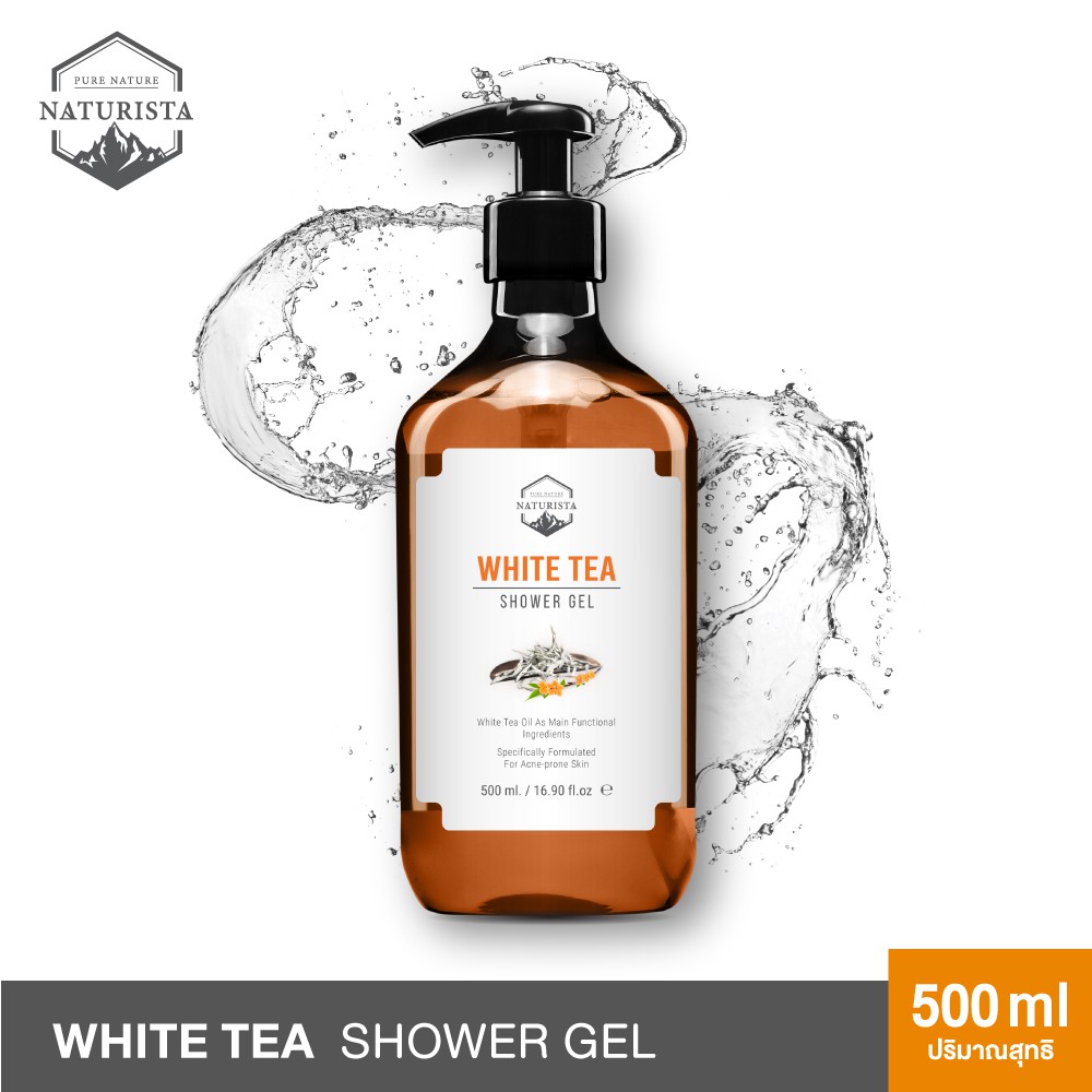 Body Wash - Soap Naturista เจลอาบน้ำชาขาว ช่วยปกป้องเซลล์ผิวที่ถูกทำลายจากแสงแดด เผยผิวขาวกระจ่างใส White Tea Shower Gel 500ml