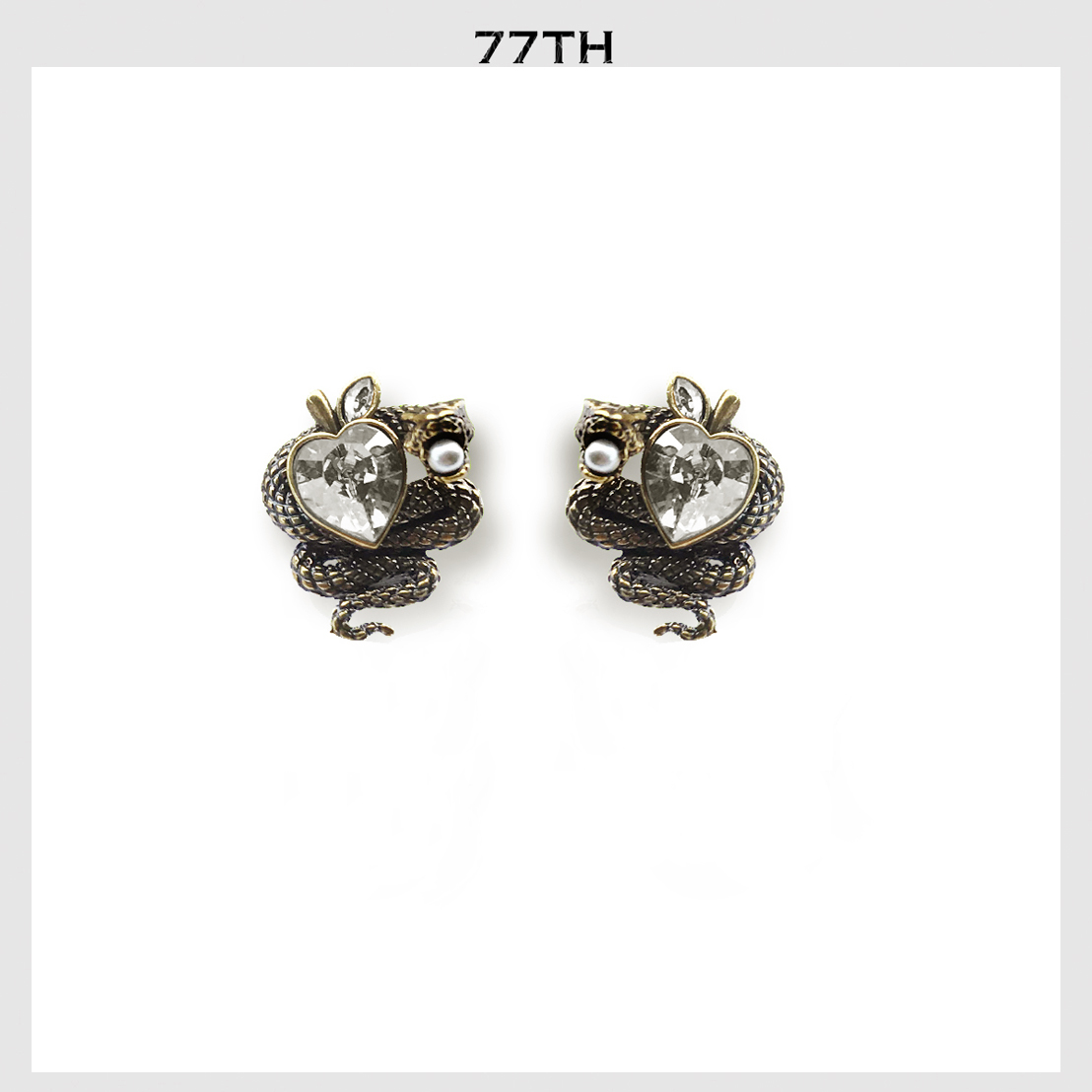 77th-sririta x 77th crystals from Swarovski collection serpent earrings smoke  crystals gold ต่างหู ศรีริต้า x 77th คริสตัลสวรอฟสกี้ สีทอง