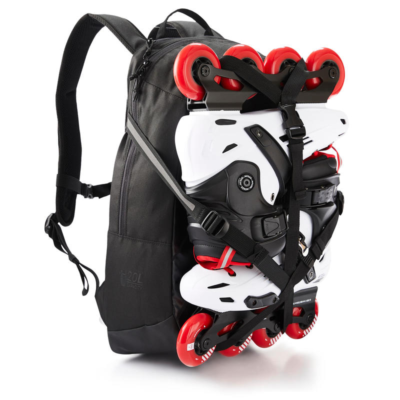 กระเป๋าโรลเลอร์เบลด เป้สะพายหลัง 20 ลิตร กระเป๋าใส่โรลเลอร์เบลด rollerblade backpack กระเป๋าอินไลน์สเก็ต OXELO 20-Litre Inline Skating Backpack BP10