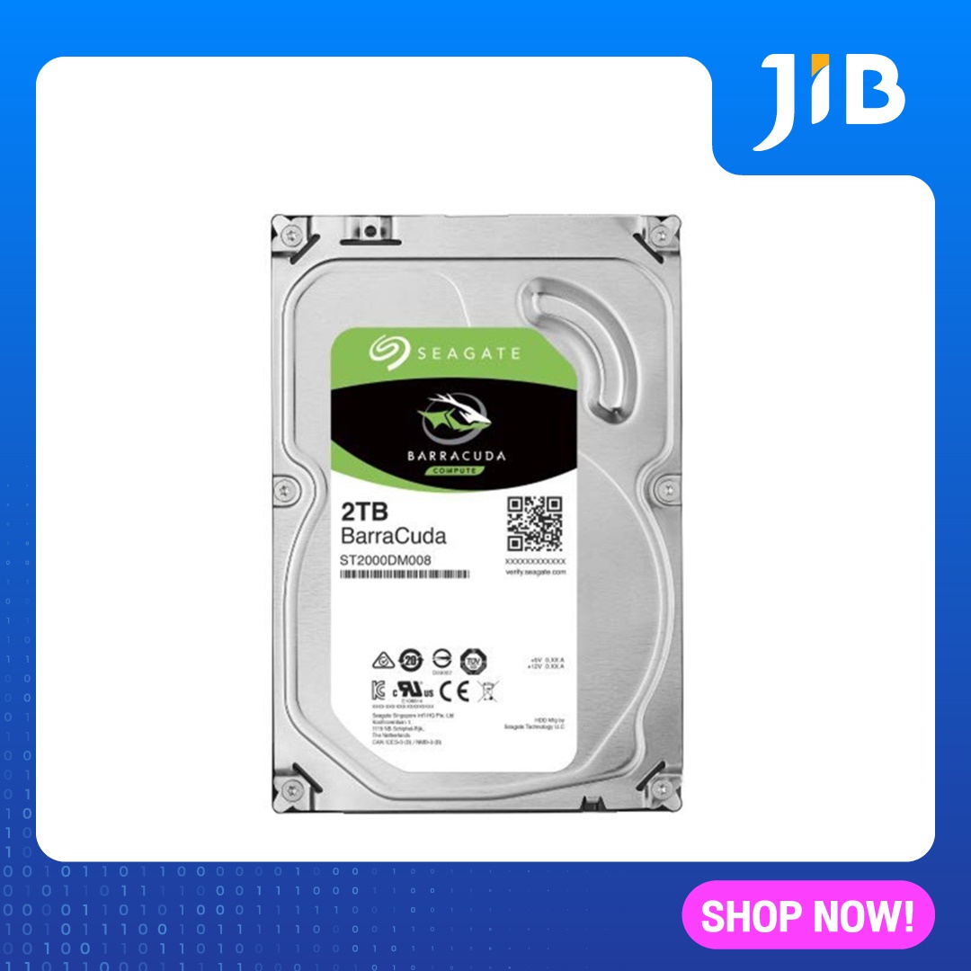 JIB 2 TB HDD (ฮาร์ดดิสก์) SEAGATE BARRACUDA 7200RPM SATA3 (ST2000DM008)