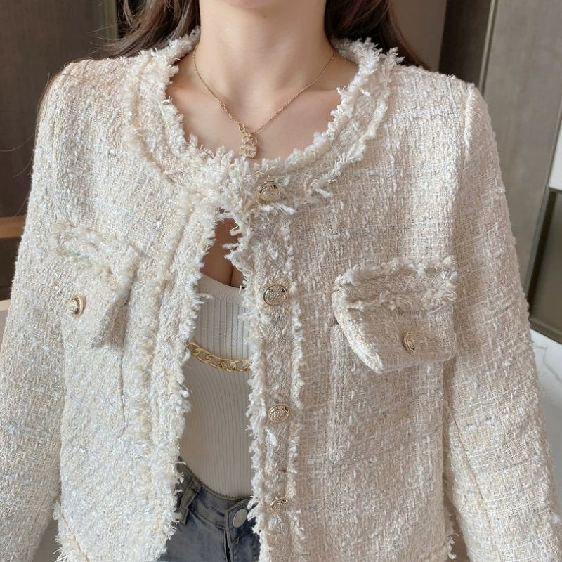 Vxh เสื้ออินเทรนผู้หญิง เสื้อรัดรูป พร้อมส่ง 2สี เสื้อคลุมสไตล์ชาแนลผ้า ...