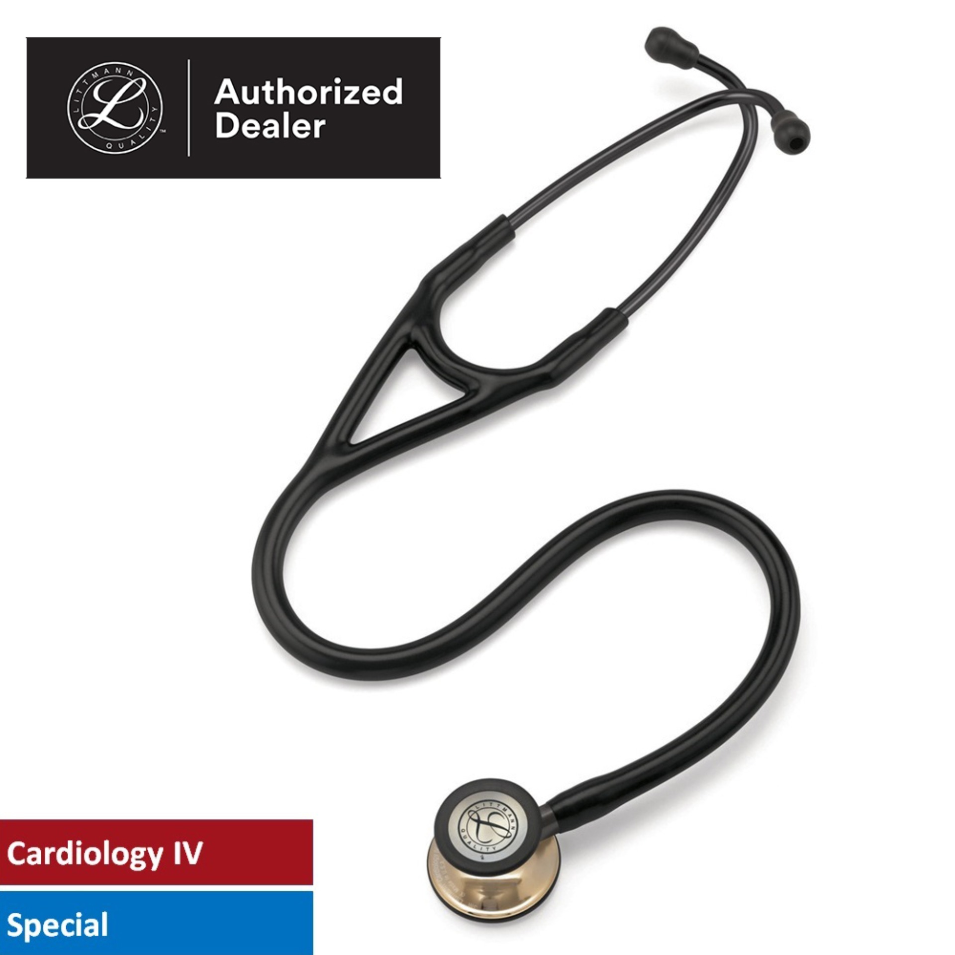 3M Littmann Cardiology IV Stethoscope, 27 inch, #6179 (Black Tube, Champagne-Finish Chestpiece, Stainless Stem and Eartubes)
