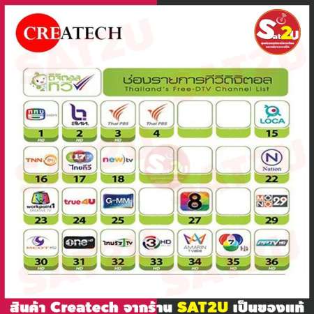 ส่งฟรี! กล่องดิจิตอล ยี่ห้อ Createch รุ่น Vision HD Set Top Box แถมฟรี เสารับสัญญาณภายใน