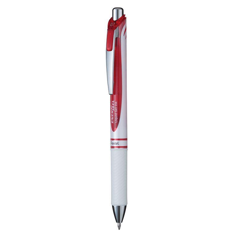 Electro48 เพนเทล ปากกาหมึกเจล รุ่น Energel BL77PW-BX ขนาด 0.7 มม. แบบกด ด้ามสีมุก หมึกเจลสีแดง