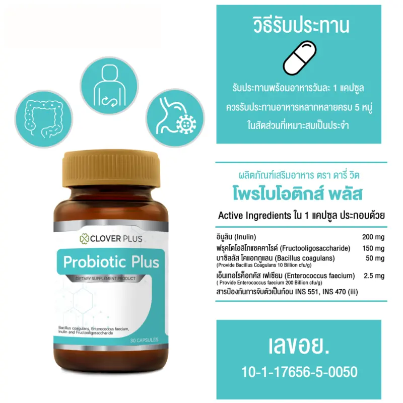 ภาพสินค้าClover Plus Probiotic Plus โพรไบโอติกส์ พลัส 1กระปุก จากร้าน NPS PLUS บน Lazada ภาพที่ 7