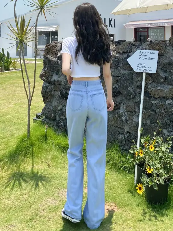 ภาพสินค้าJeans กางเกงยีนส์ ผญ2022retro net red high waist large pocket wide leg straight pants tideกางเกงยีนส์ ผู้หญิงใหม่กางเกงย้อนยุคตาข่ายสีแดงเอวสูงกระเป๋าขนาดใหญ่ขากว้างก จากร้าน wardrobe บน Lazada ภาพที่ 2