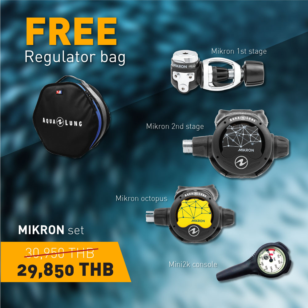 ✨Promotion! Aqualung REGULATOR SET model MIKRON Pack (First stage, Second stage, Octopus and console)+Free Regulator Bag