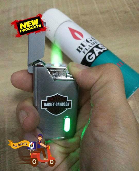 ไฟแช็คแก๊ส HARLEY DAVIDSON เติมแก๊สได้ ปรับระดับได้ วัสดุคุณภาพสูง ฟรีแก๊สกระป๋อง