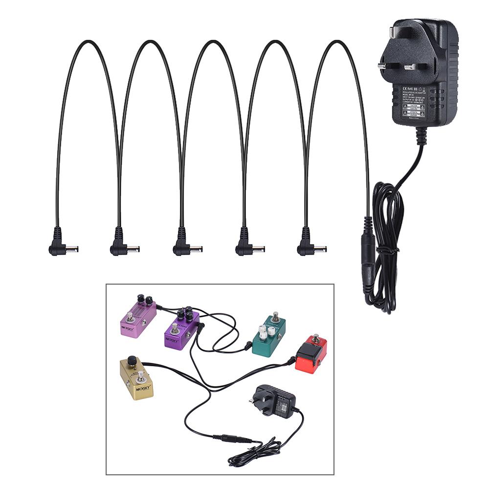 [ammoon]quà bí mật 9V DC 1000mA 5 Way Guitar Effect Power Supply Adapter Cable Negative Inside Positive Outside