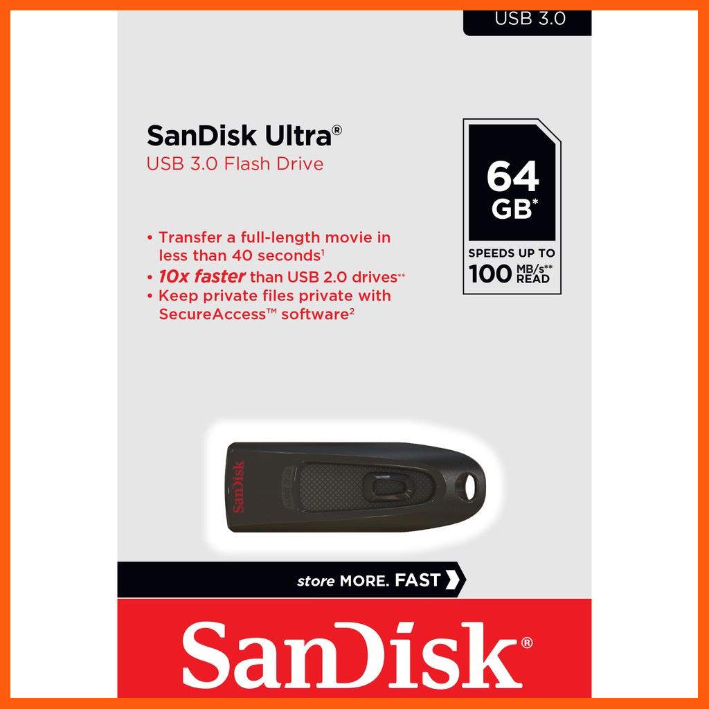 ✨✨#BEST SELLER?? SanDisk Ultra USB 3.0 64GB, USB3.0,อ่าน 100MB/s (SDCZ48_064G_U46, Black) อุปกรณ์จัดเก็บข้อมูล (STORAGE & MEMORY CARD ) STORAGE MEMORY CARD อุปกรณ์จัดเก็บข้อมูล Memory Card เม็มโมรี่การ์ด Compact Flash