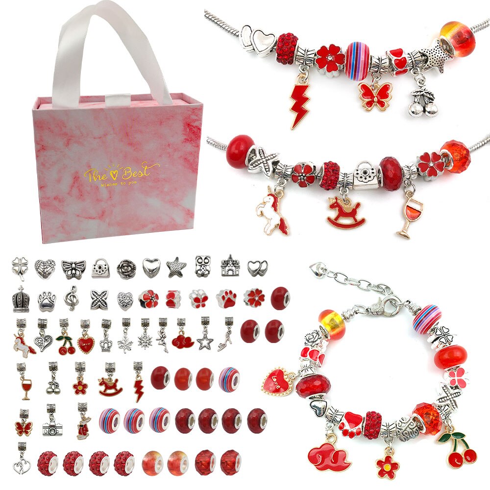 Diy Bracelet Making Kit Jewelry Making Accessories Kit With Beads, Pendant  Charms, Bracelets And Necklace String For Girls