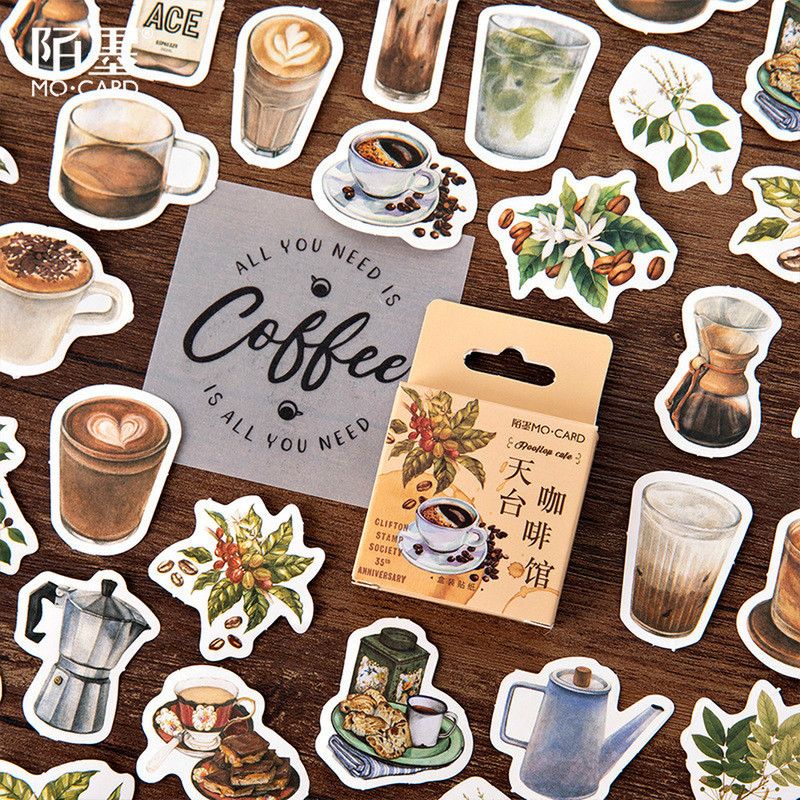 46pcs Cute Stationery Stickers Scrapbooking Diary Kawaii Coffee Plant ...