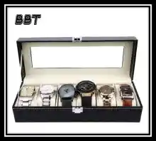ภาพขนาดย่อของภาพหน้าปกสินค้าBBT กล่องนาฬิกา กล่องเก็บนาฬิกาข้อมือ กล่องใส่นาฬิกา 6 เรือน ฝากระจก กล่องใส่เครื่องประดับ Leather Watch Box (BOX6) จากร้าน BBT Thailand บน Lazada