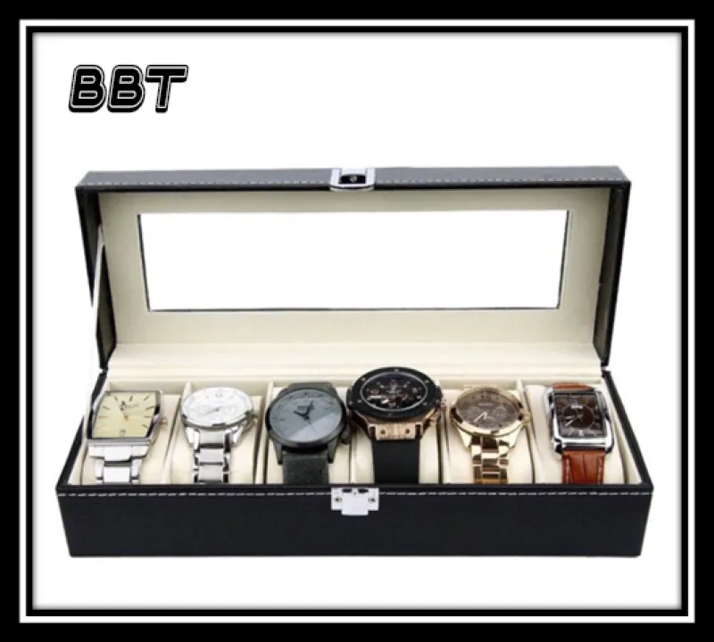 ภาพหน้าปกสินค้าBBT กล่องนาฬิกา กล่องเก็บนาฬิกาข้อมือ กล่องใส่นาฬิกา 6 เรือน ฝากระจก กล่องใส่เครื่องประดับ Leather Watch Box (BOX6) จากร้าน BBT Thailand บน Lazada