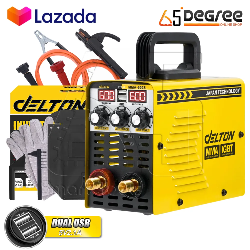 DELTON ตู้เชื่อม Mini Inverter IGBT MMA-600S 2in1 พร้อมฟังก์ชั่น Power Bank พาวเวอร์แบงค์ ในตัว (2USB) แสดงผล Dual Screen 2 หน้าจอ 3 ปุ่ม ตู้เชื่อมไฟฟ้า เครื่องเชื่อม สายเชื่อม 1.5 เมตร และอุปกรณ์ครบชุด!!