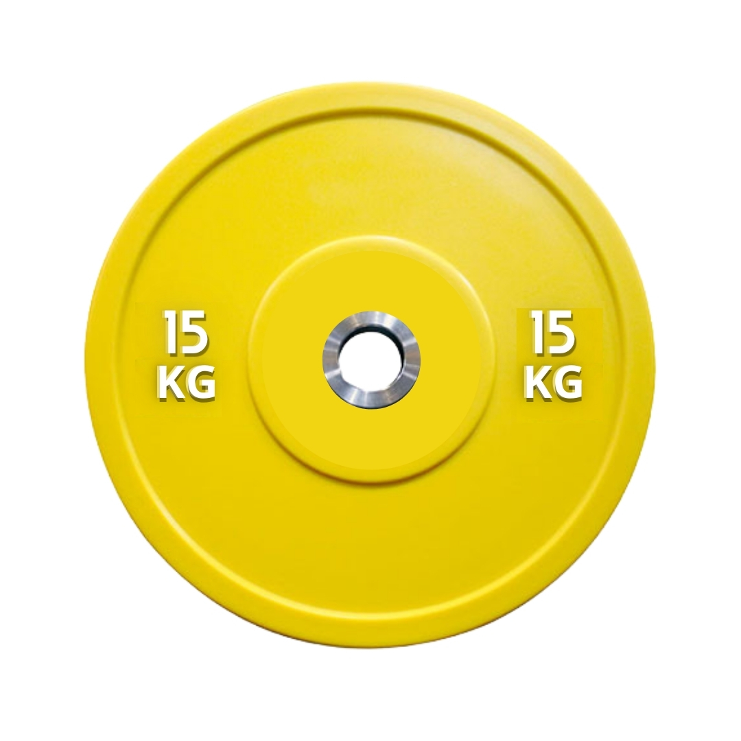 15kg แผ่นน้ำหนัก ดัมเบล บาร์เบล ยกน้ำหนัก โอลิมปิก หุ้มยาง Bumpper Plate กันกระแทก (1ชิ้น) #BP #P
