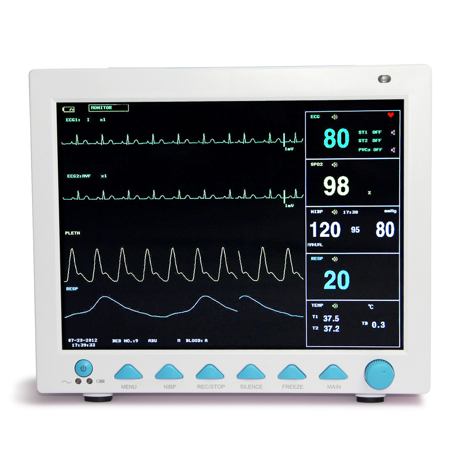 CONTEC CMS8000แอลซีดีแบบพกพาผู้ป่วย Monitor Vital ICU CCU ป้าย NIBP SPO2 PR ECG HR 6พารามิเตอร์ FDA & CE พิสูจน์