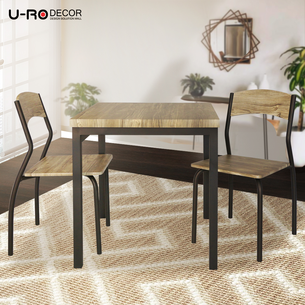 U-RO DECOR รุ่น SONOMA ชุดโต๊ะอาหาร โต๊ะ 1 เก้าอี้ 2 ตัว สีโอ๊ค/ขาสีน้ำตาล ชุดโต๊ะกินข้าว 2 ที่นั่ง โต๊ะกินข้าว เก้าอี้กินข้าว dining set dining table chair